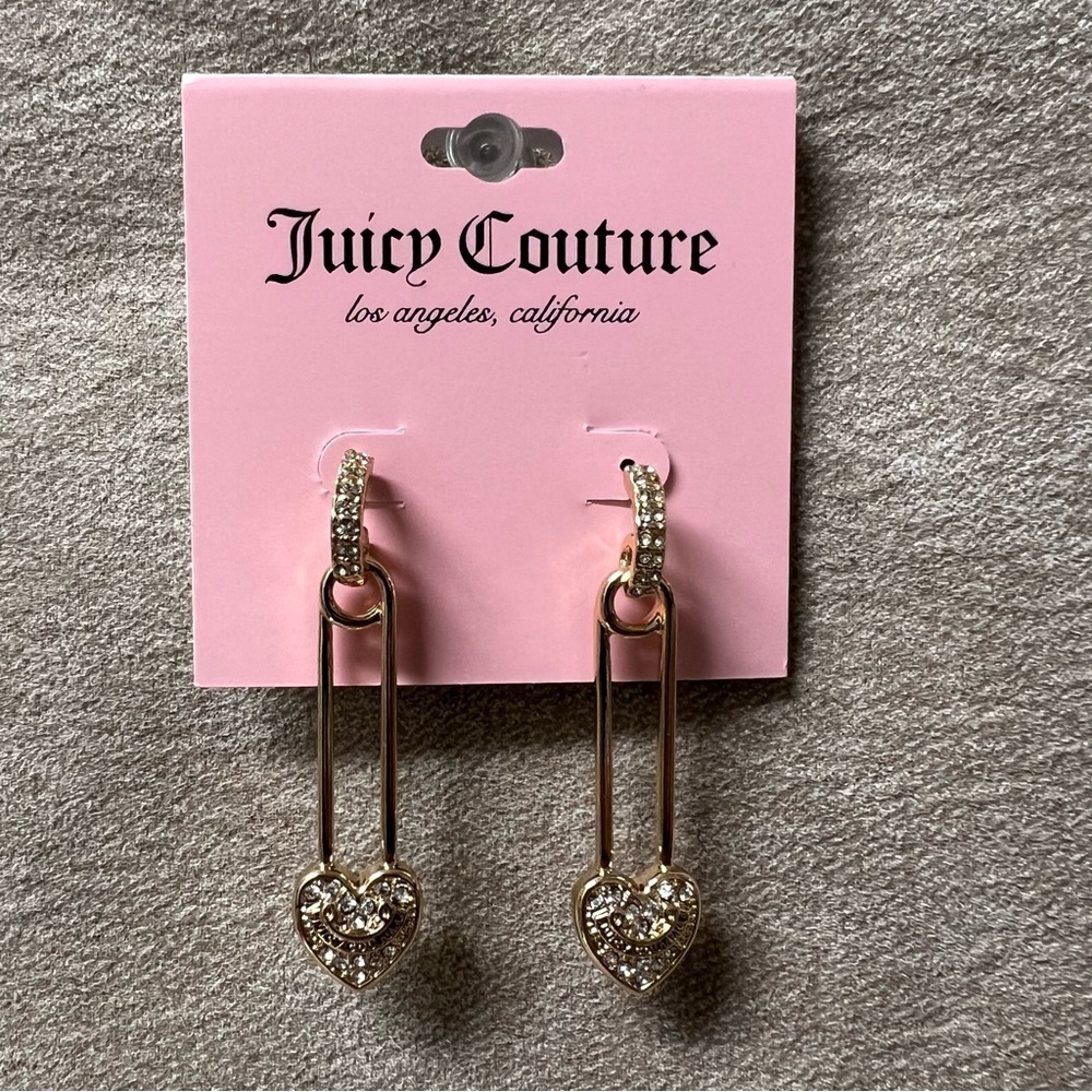 NWT• Juicy Couture Gold Safety NWT
Pin style Logo earrings